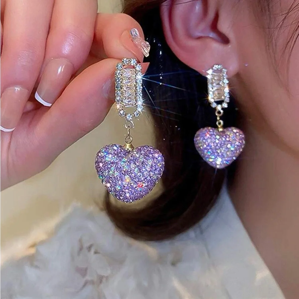 Heart drop earrings